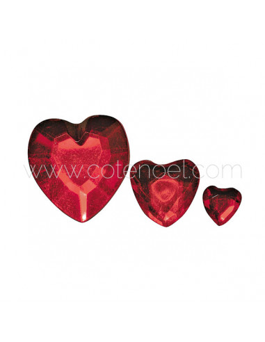 Strass acrylique déco coeur rouge