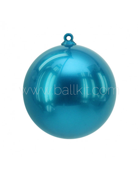 Boule de Noël en plastique finition opaque nacré bleu canard