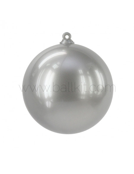 Boule de Noël en plastique finition opaque nacré argent