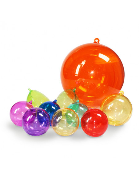 Boules plastiques teintées transparentes divers coloris et tailles